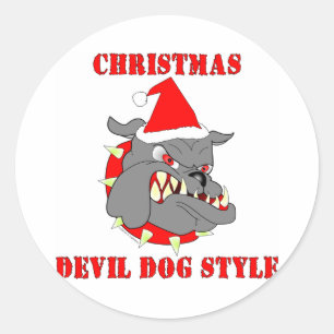 Marine Corps Christmas Devil Dog Style Classic Round Sticker