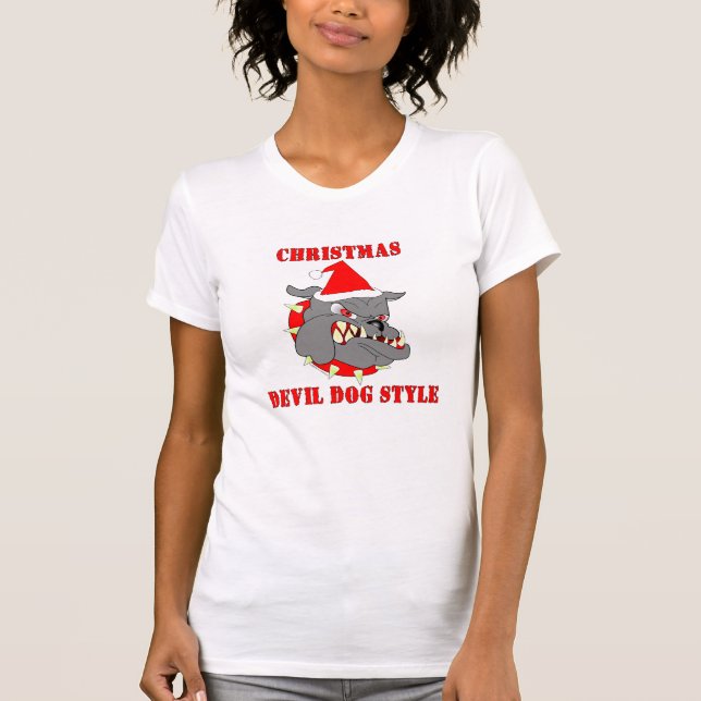 Marine Corps Christmas Devil Dog Style T-Shirt (Front)