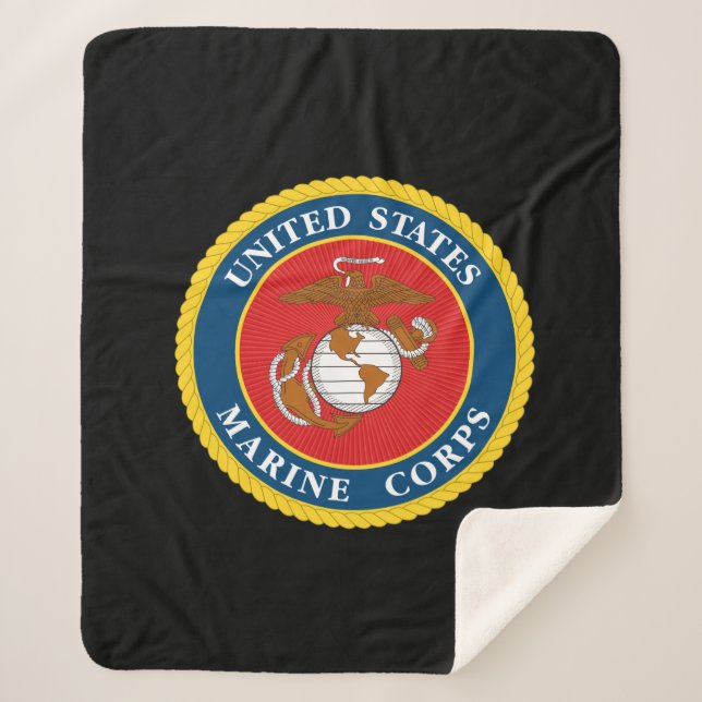Marine Corps Seal - Flat Sherpa Blanket (Front)