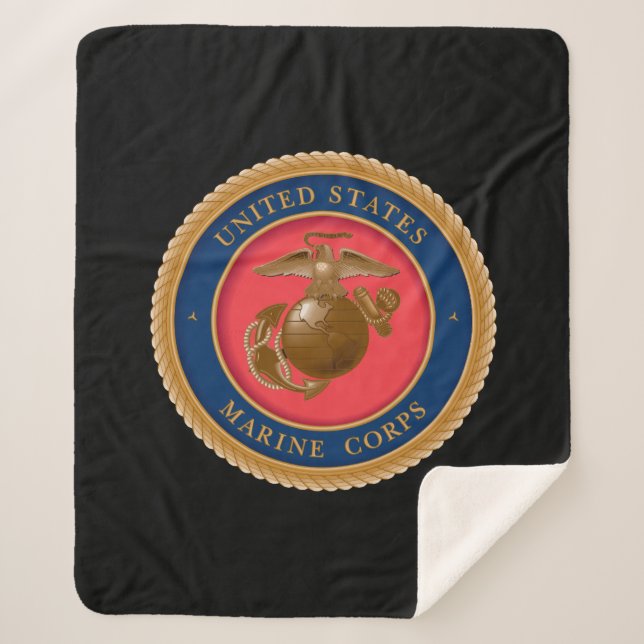 Marine Corps Seal Sherpa Blanket (Front)