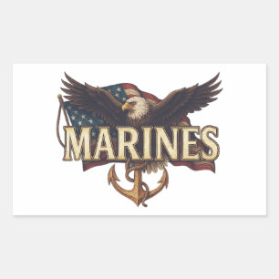 Marine Corps Veteran Logo Emblem Rectangular Sticker