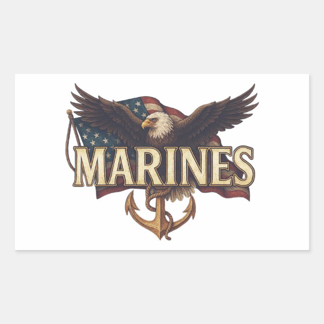 Marine Corps Veteran Logo Emblem Rectangular Sticker (Front)