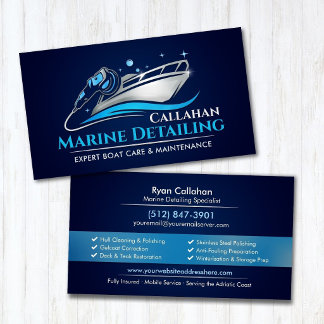 Marine Detailing Boat Cleaning Service Business Card