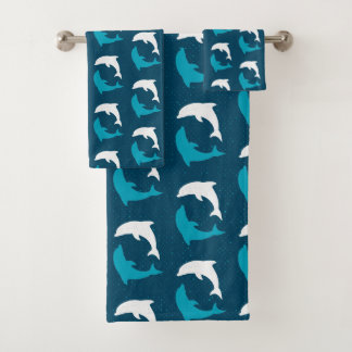 Marine Dolphin Pattern Bath Towel Set