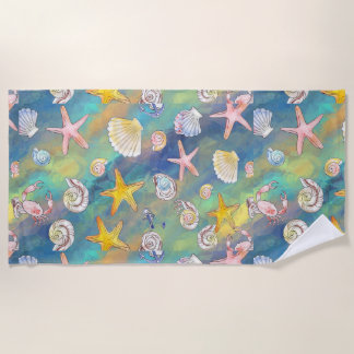Marine Element Starfish Shellfish Call of the Sea  Beach Towel