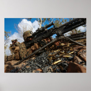 Marine Fires M240-B Medium Machine Gun Poster