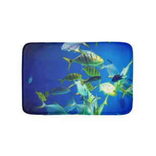 Marine Fish of Yellow with Black Stripes Bath Mat