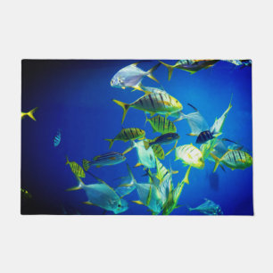 Marine Fish of Yellow with Black Stripes Doormat