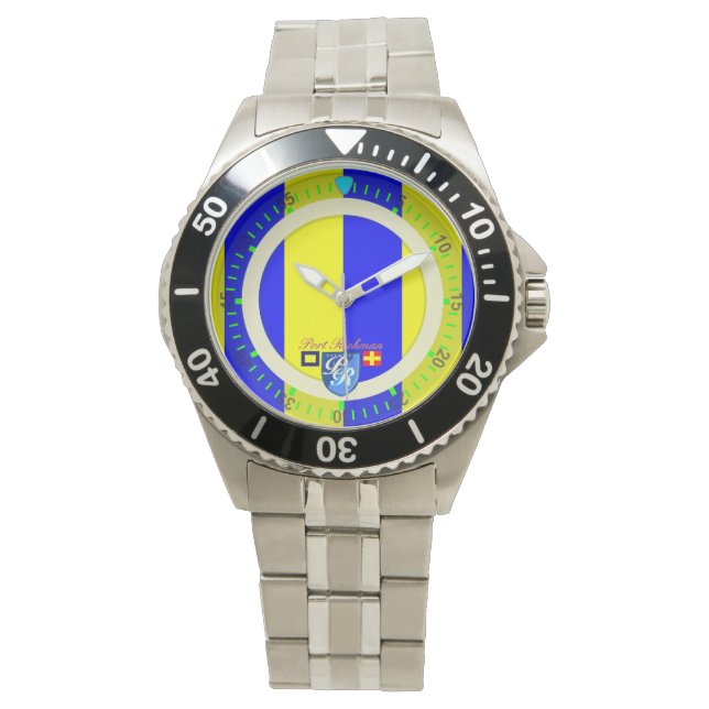 Marine Flag Letter G Golf Port Richman Nautical Watch (Front)