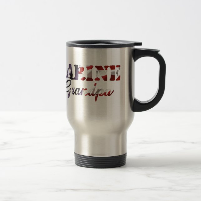 Marine Grandpa American Flag Travel Mug (Right)