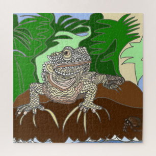 Marine Iguana on Rock with Hermit Crab Jigsaw Puzzle
