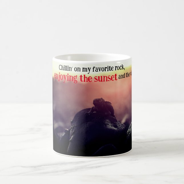 Marine iguana sunbathing coffee mug (Center)