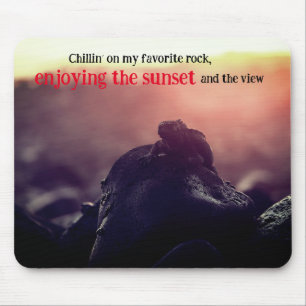 Marine iguana sunbathing mouse mat