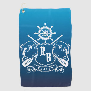 Marine Insignia Dolphins Helm Oars Shield Nautical Golf Towel