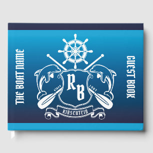 Marine Insignia Dolphins Helm Oars Shield Nautical Guest Book