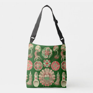Marine Jellyfish Haeckel Illustration Red & Green Crossbody Bag