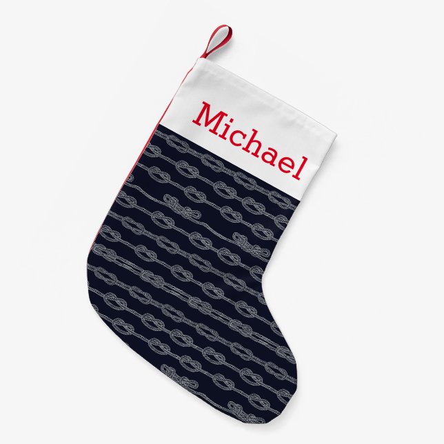 Marine Knots Pattern | Add Your Name Small Christmas Stocking (Front (Hanging))