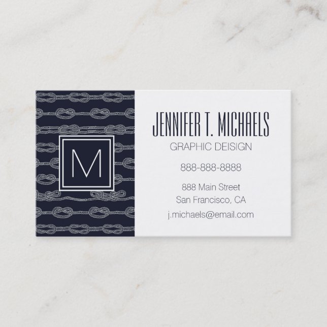 Marine Knots Pattern Business Card (Front)