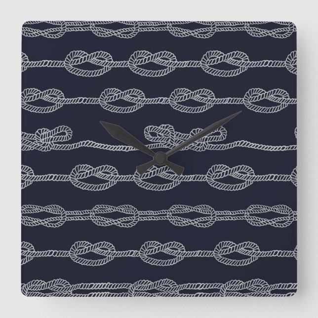 Marine Knots Pattern Square Wall Clock (Front)