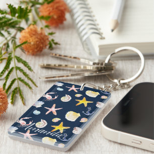 Marine Life & Anchors (Dark) Keychain