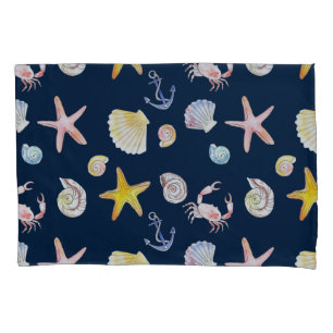 Marine Life & Anchors (Dark) Pillow Case