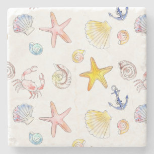 Marine Life & Anchors  Stone Coaster