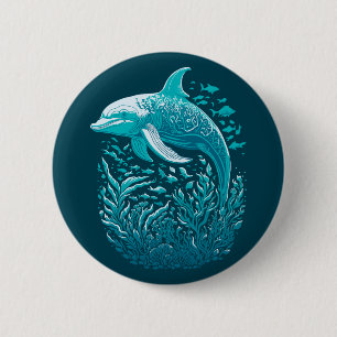 Marine Life Art Dolphin Graphic Design 6 Cm Round Badge