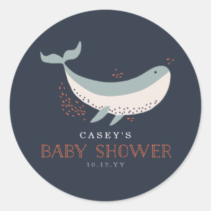 Marine Life Baby Shower Classic Round Sticker