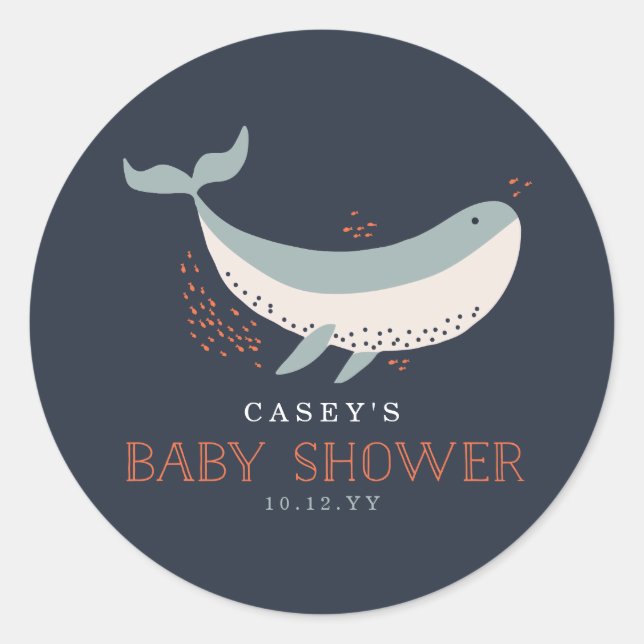 Marine Life Baby Shower Classic Round Sticker (Front)