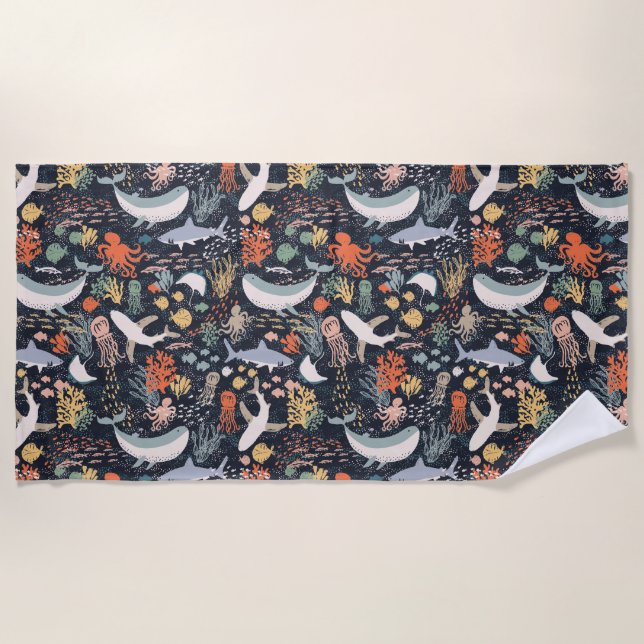 Marine Life Beach Towel (Front)