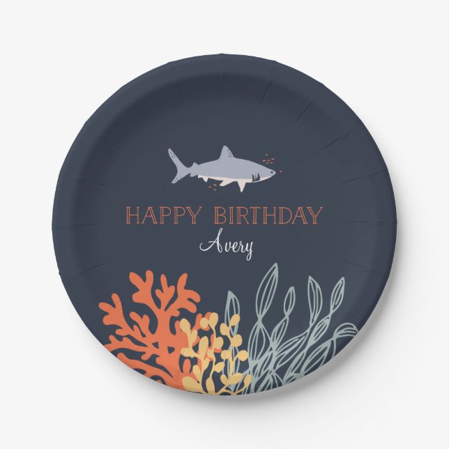 Marine Life Birthday Paper Plate (Front)