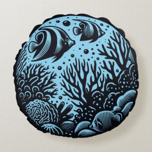 Marine Life Ocean Theme Decorative Round Pillow