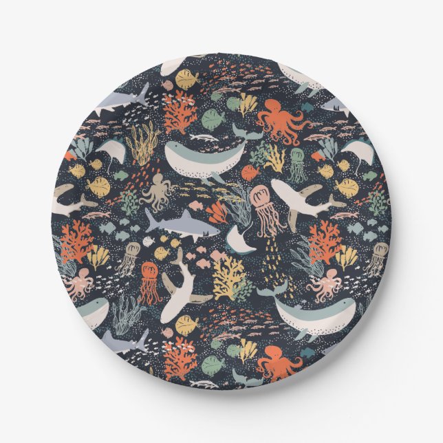 Marine Life Paper Plate (Front)