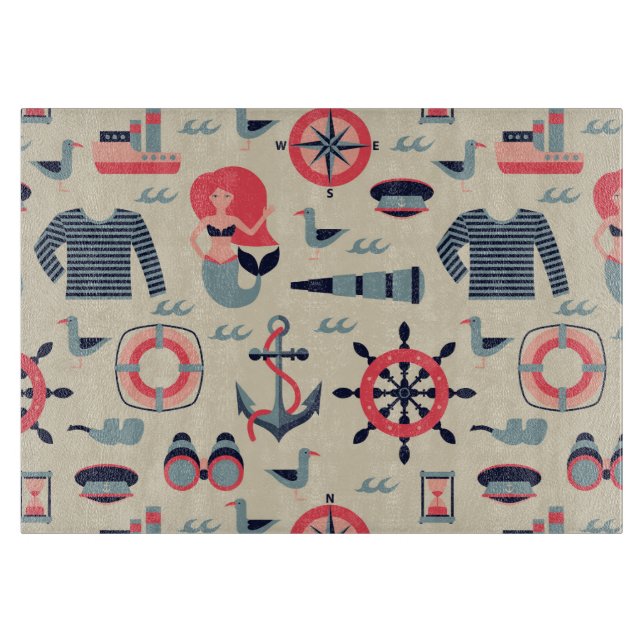Marine Life Pattern Cutting Board (Front)