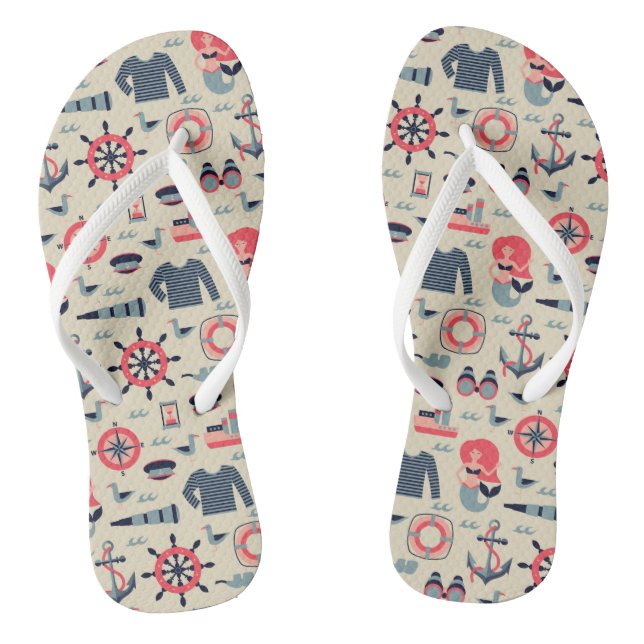 Marine Life Pattern Flip Flops (Footbed)