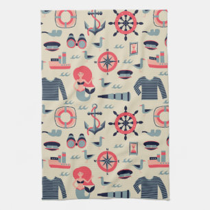 Marine Life Pattern Tea Towel