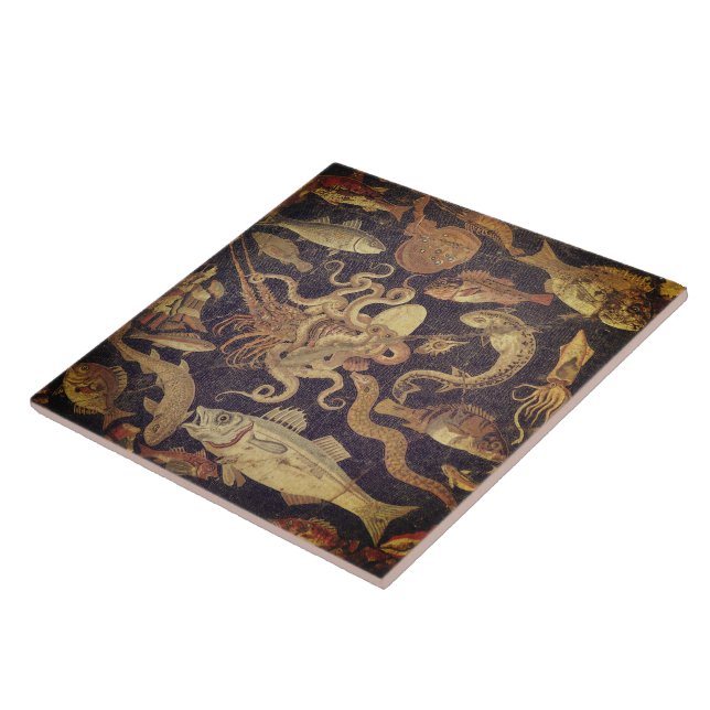 Marine life, Pompeii mosaic Tile (Side)