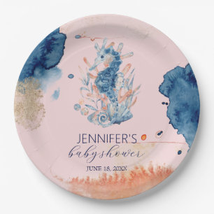 Marine Life   Seahorse Baby Shower Paper Paper Plate