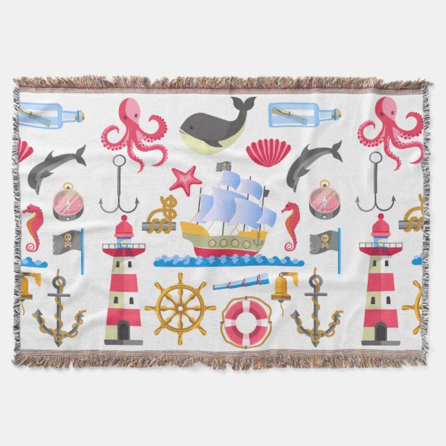 Marine Life Throw Blanket (Front)