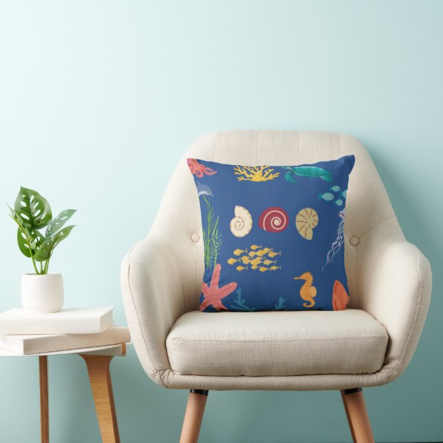 Marine life throw pillow design (Chair)