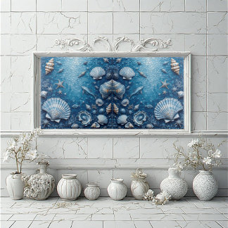 Marine Life Underwater Seashells Fish Backsplash Tile
