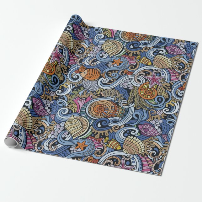 Marine Life Wrapping Paper (Unrolled)