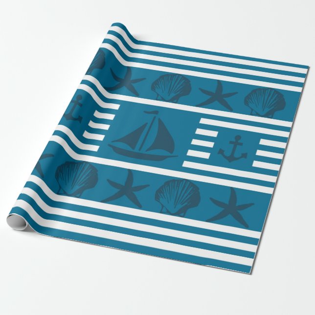 Marine life wrapping paper (Unrolled)