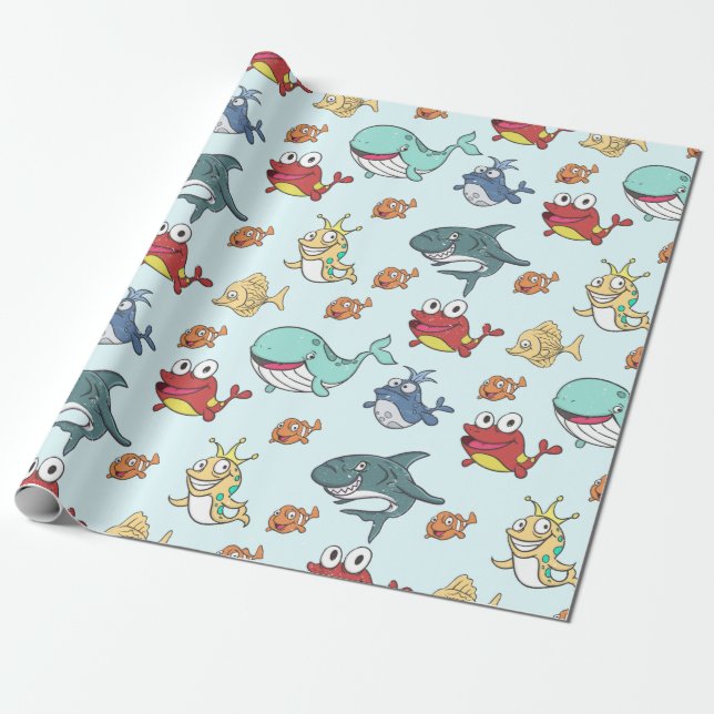 Marine Life Wrapping Paper (Unrolled)