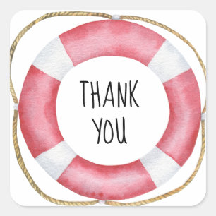 Marine lifebuoy - thank you square sticker