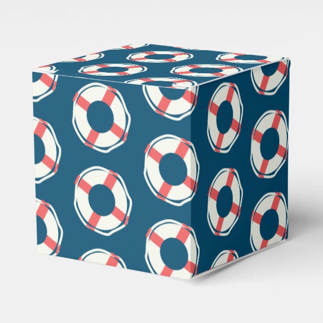 Marine Lifesaver Nautical Birthday Baby Shower Favour Box (Front Side)