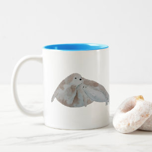 Marine Mammal Watercolor Mother Baby Harp Seal Two-Tone Coffee Mug