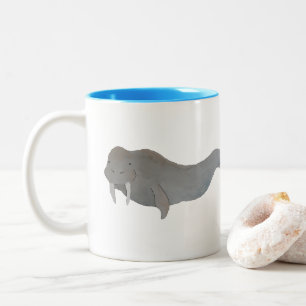 Marine Mammal Watercolor Walrus Two-Tone Coffee Mug