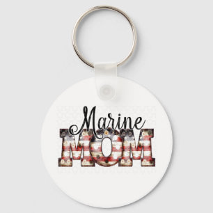 Marine Mom Button Keychain