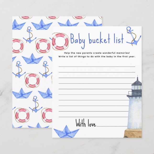 Marine nautical - Baby bucket list (Front/Back)